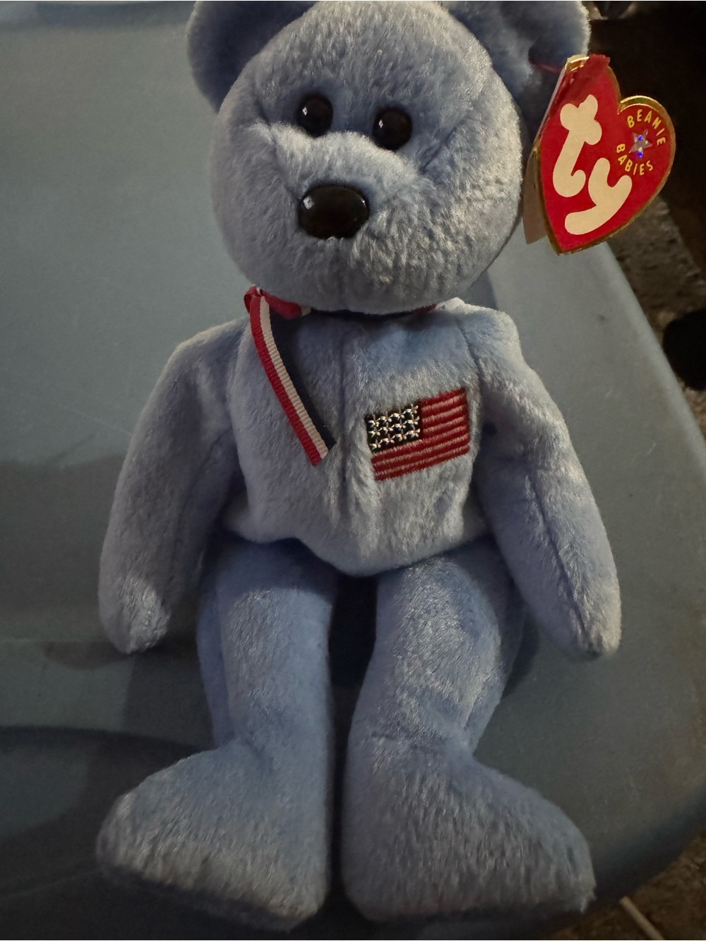Ty Beanie Babies Blue American Bear Plush 911 version (B2-11)